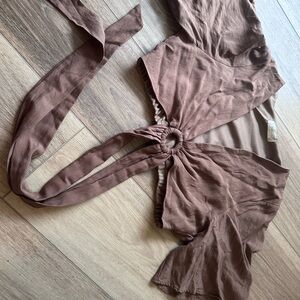 Altar'd State Brown Tie-Front Top